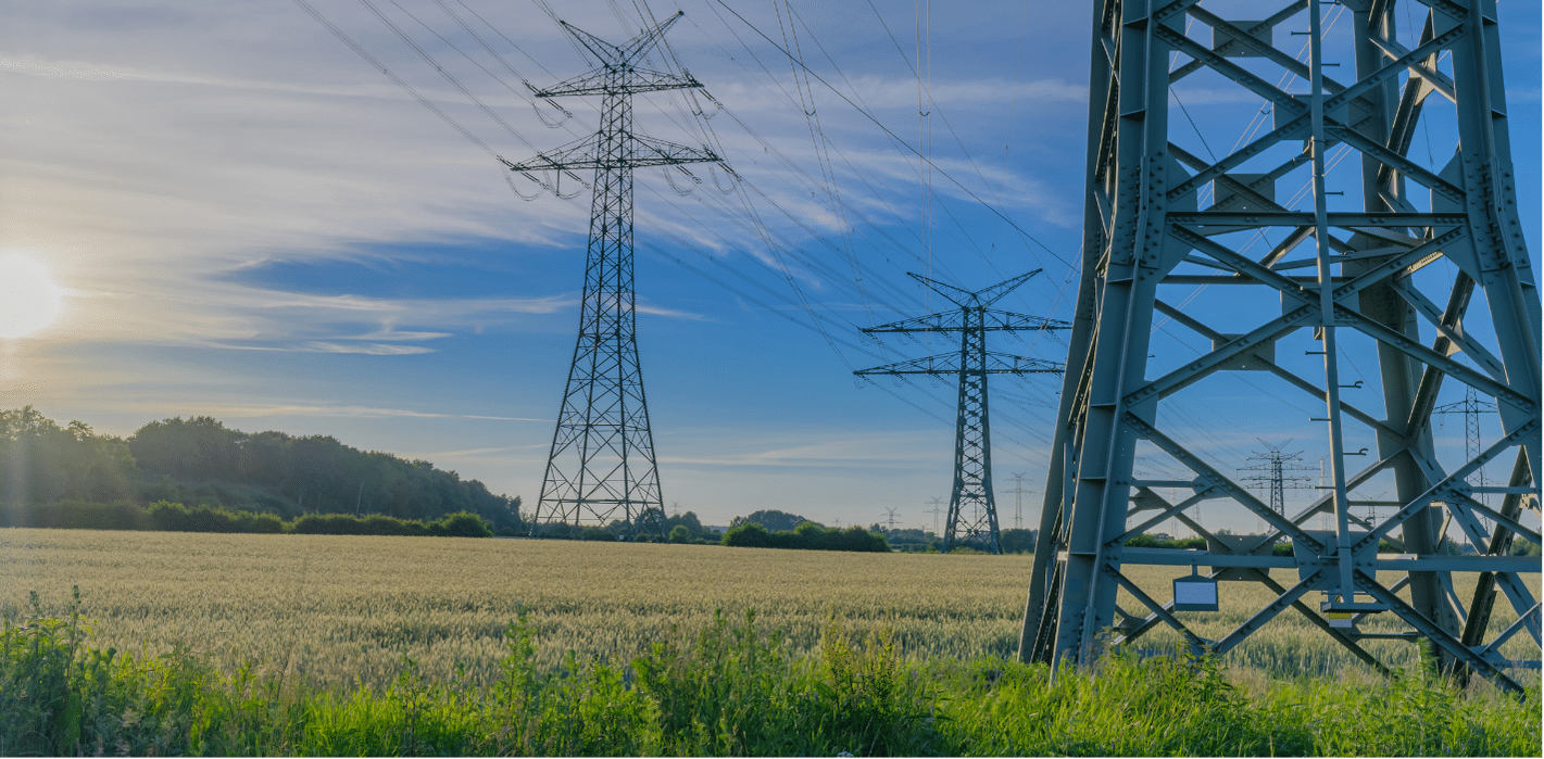 Strommasten auf einer Wiese